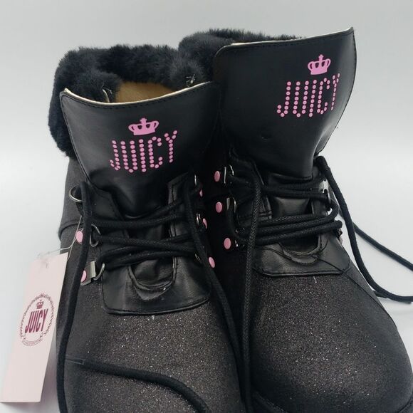 Juicy Couture Castro Valley Black Glitter Combat Boots - Picture 8 of 12